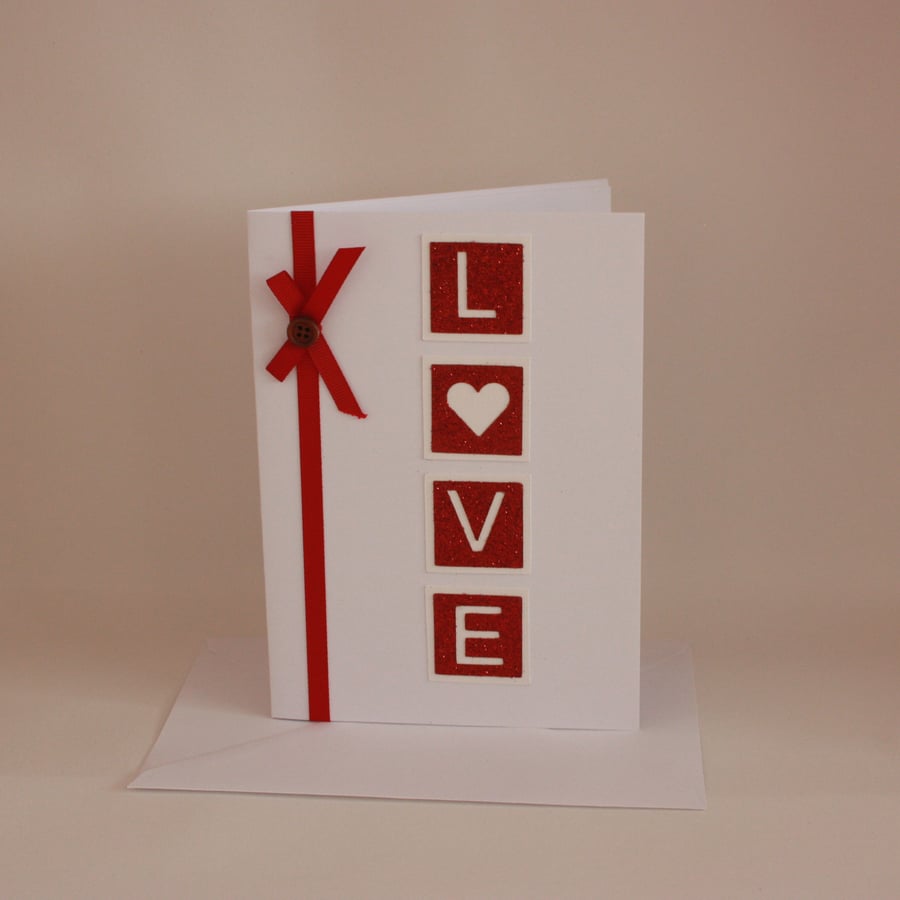 Red glitter love Valentine's Day card
