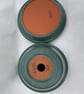 A Unique Trio of Large Hand Painted Kitchen Herb Plant Pots with Saucers - Image 7