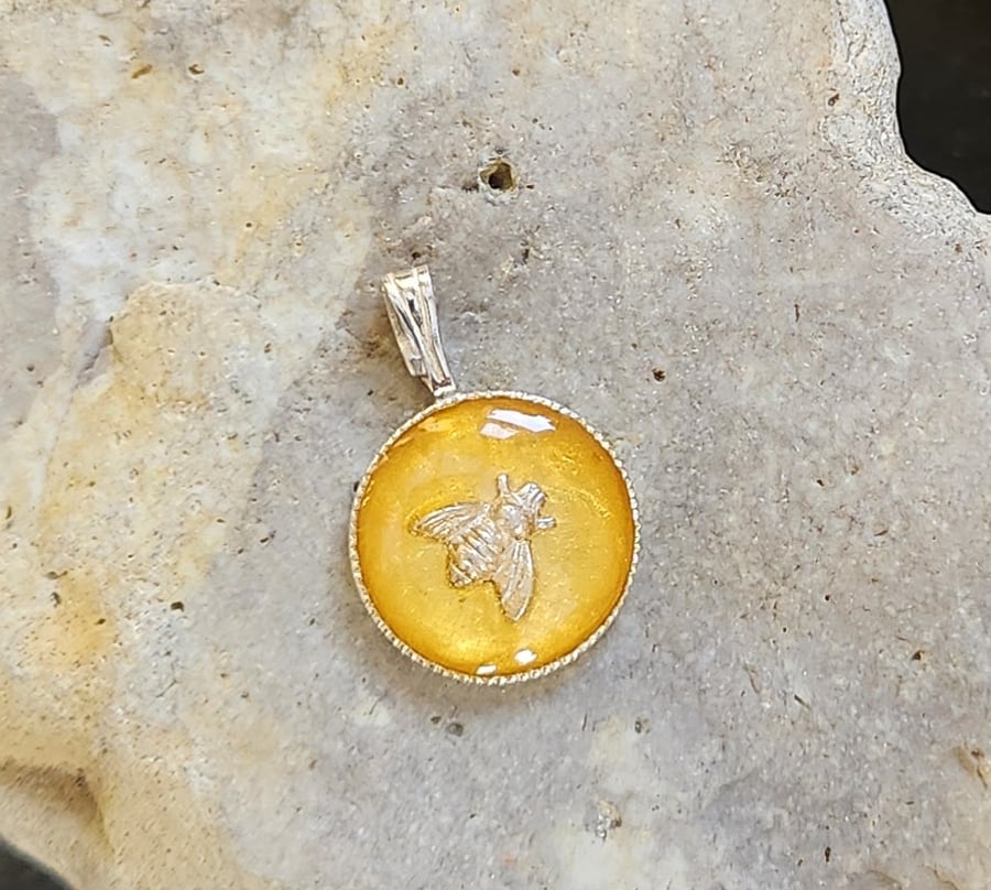 Bee Pendant in sterling silver with resin overlay