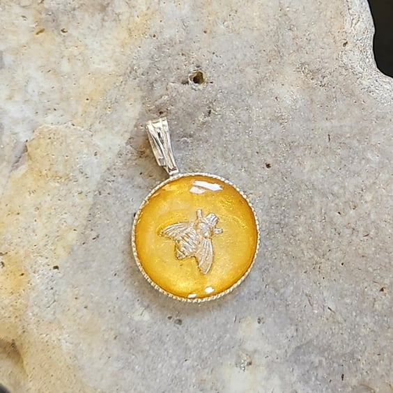 Bee Pendant in sterling silver with resin overlay