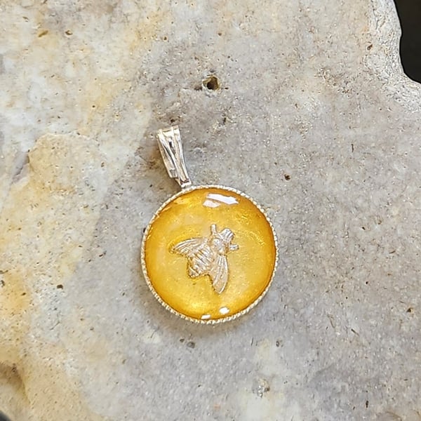 Bee Pendant in sterling silver with resin overlay