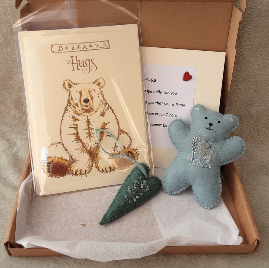 Sending Bear Hugs Teddy Bear Gift Set, Letterbox gifts, Bear Hug Postal box 
