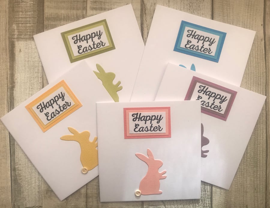 Pack of 5 Handmade Easter Rabbit or  Bunny Cards