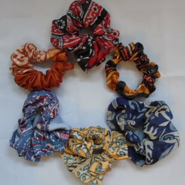 Six Colourful Hair Scrunchies 