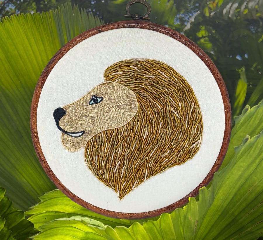 Goldwork Lion Embroidery Hoop, Lion Embroidery Gift, Lion Gift for Her, Hand Emb
