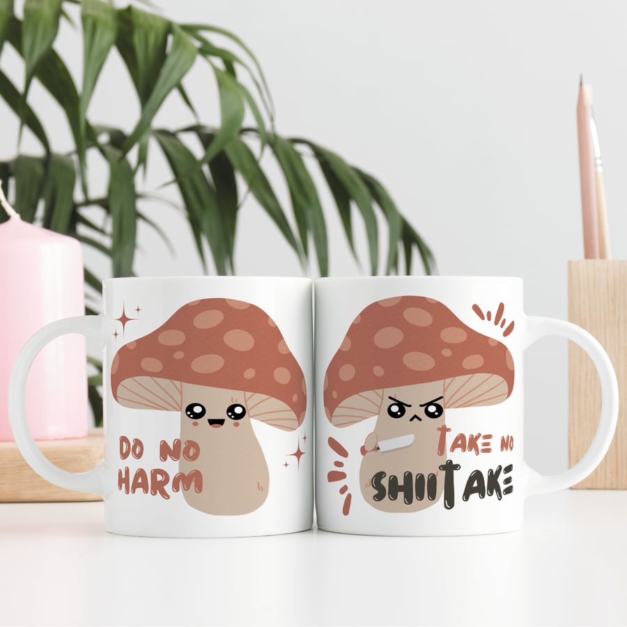 Take No Shiitake Mug - Funny Mushroom Pun Gift, Hilarious Coffee Cup Present 