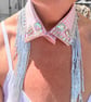 Pink Gingham Detachable Vintage Crystal  Collar - Upcycled Swarovski Neckcessory - Image 9