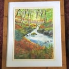 Autumn Stream, Original Watercolour, Framed, Mounted, 22” x 18”