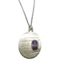 Handmade oval sterling silver pendant with rose cut amethyst