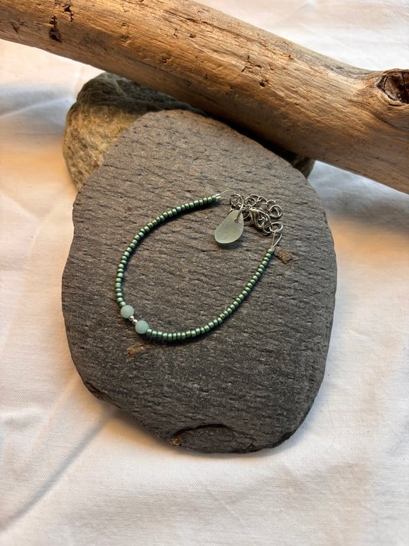 Bracelet - Seed Beads and Seaglass