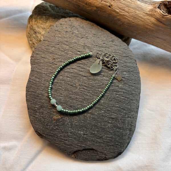 Bracelet - Seed Beads and Seaglass