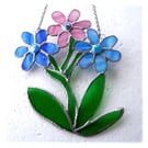 Three Flower Stained Glass Wall Hanging Suncatcher Pastel 005