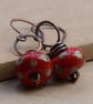 Red Lampwork Glass Bead & Copper Earrings - Image 4