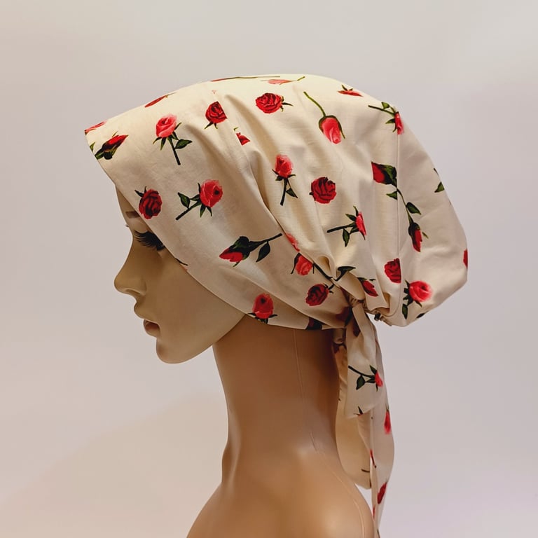 Scrub cap, nurse hair coverage, surgical hat, cotton head wear, lined head scarf