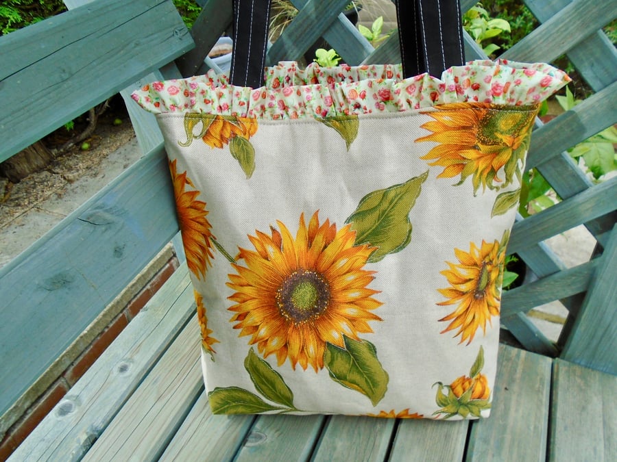 Cotton Tote Bag - Sunflower Tote - Folksy