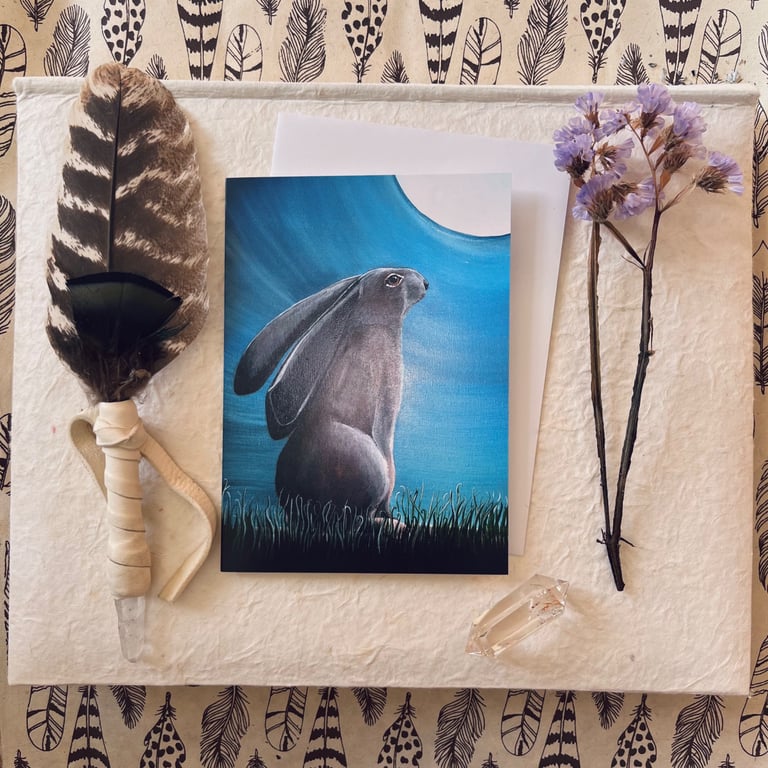 Moongazy Magical Greetings Card (Pagan,Wiccan,Moon,Hare)