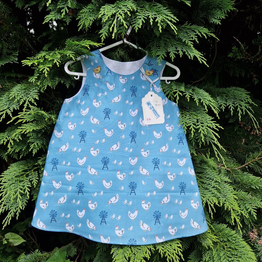 Age: 1-2yr Blue Chicken Dress. 