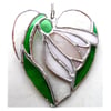 Snowdrop Heart Suncatcher Stained Glass 009