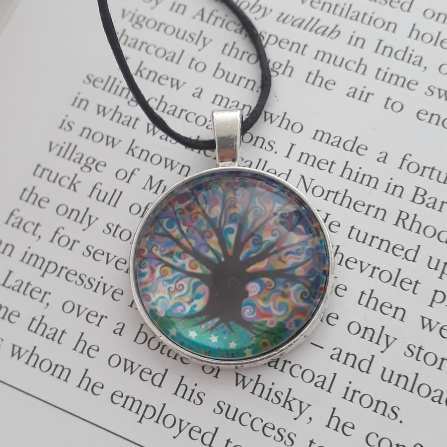 Lovers Tree of Life Art Pendant, Key Rings, Necklace for Men and Women