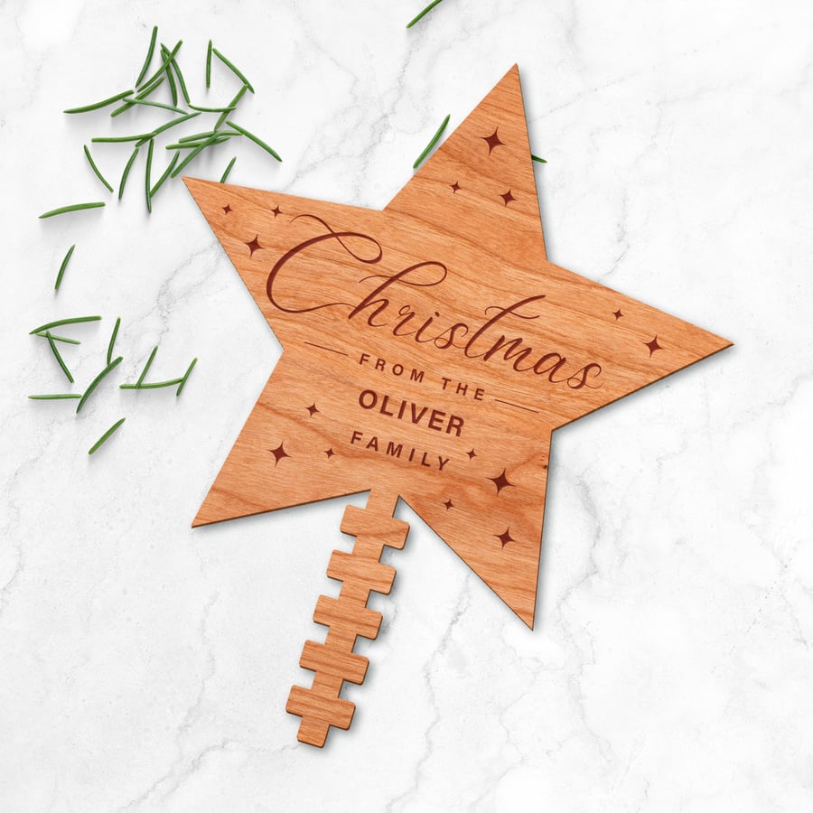 Personalised Tree Topper Star - Aniyah: Custom Family  Christmas Tree Decor