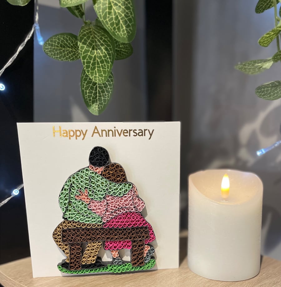 Handmade quilled Anniversary Card