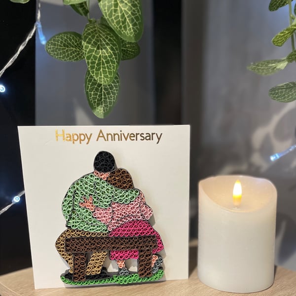 Handmade quilled Anniversary Card