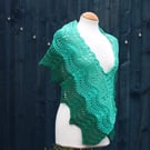 Crochet wrap in three shades of blue-green 100% Cotton - design A193