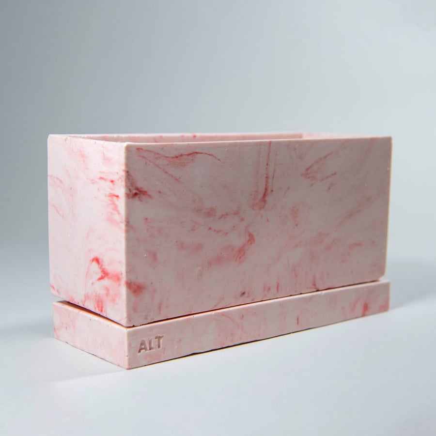 Rectangular Pink Marble Jesmonite Terrazzo Plant Pot, Indoor Gift