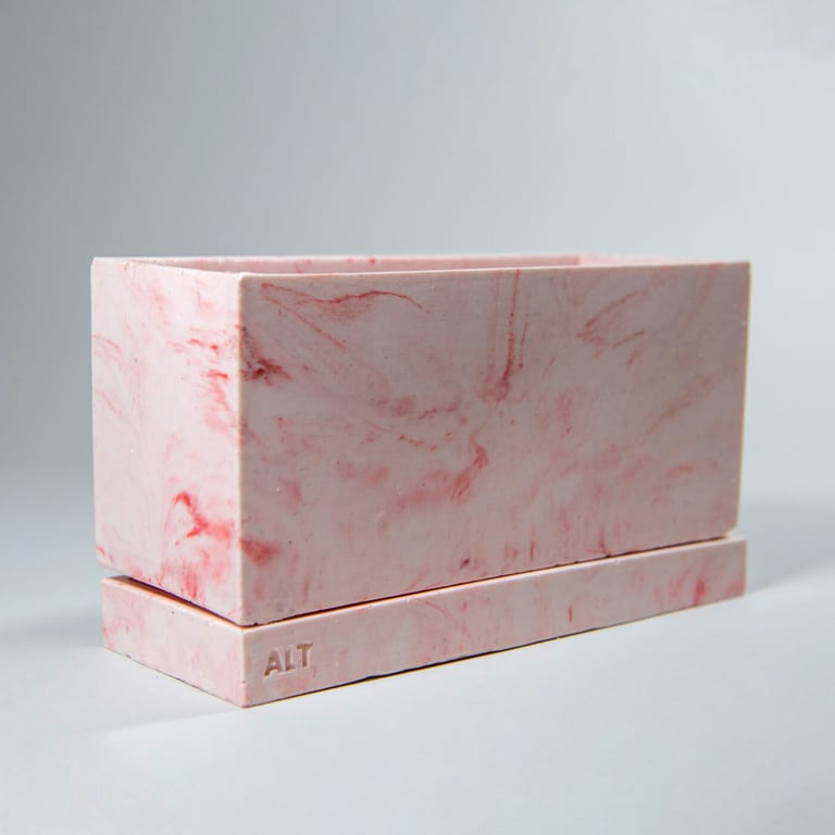 Rectangular Pink Marble Jesmonite Terrazzo Plant Pot, Indoor Gift