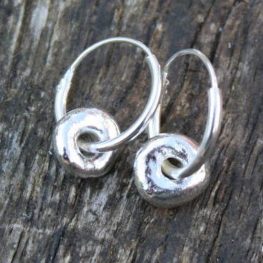 sterling silver nugget hoop earrings