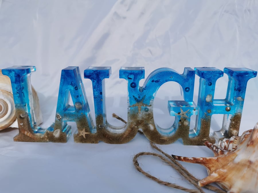 Resin Beach Theme LAUGH ornament