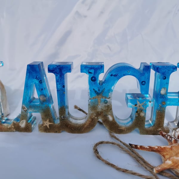 Resin Beach Theme LAUGH ornament