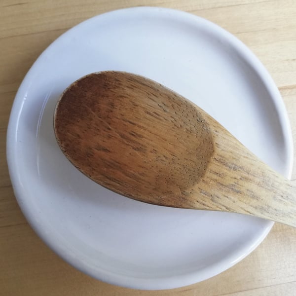 Ceramic spoon rest handmade white clay with white glaze foodie gift idea