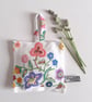 Lavender bag upcycled in folk art style floral vintage embroidery 