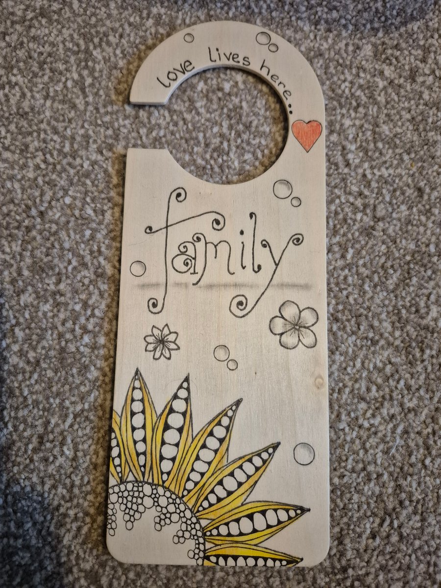 Family hand drawn door hanger