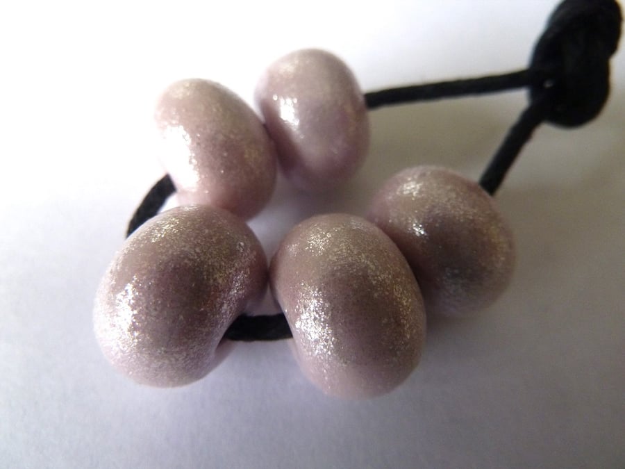 pink glitter lampwork glass beads