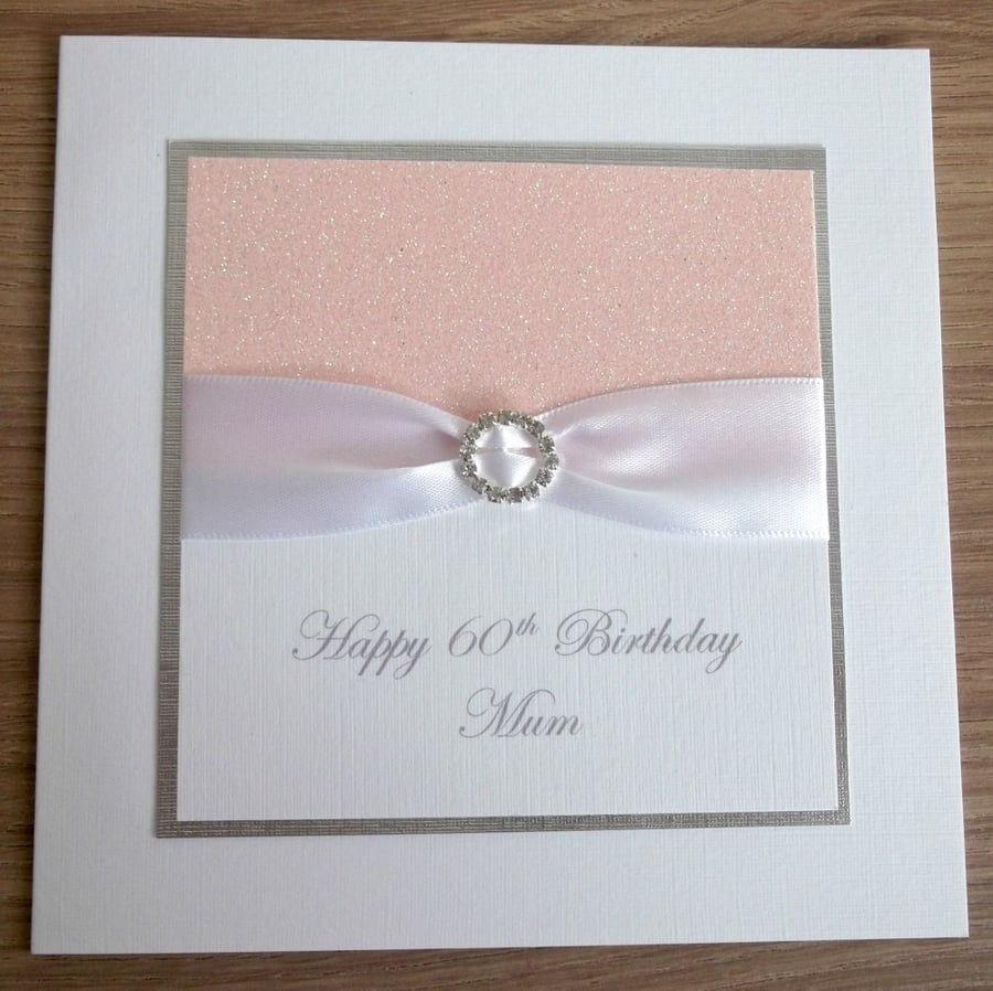 Handmade 60th birthday card, personalised, you can choose any age or name