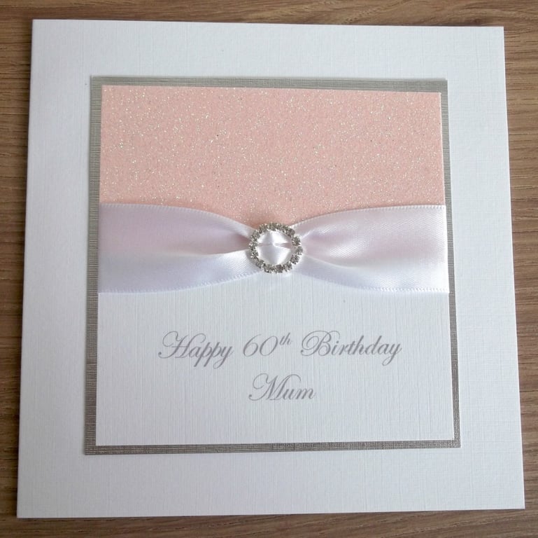 Handmade 60th birthday card, personalised, you can choose any age or name