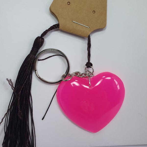 handmade pocket HEART hug keyring with tassels