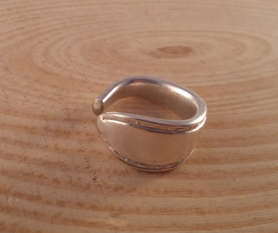 Upcycled Silver Plated Pointy Morse Spoon Handle Ring SPR071604