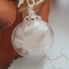 Hand blown Glass Globe Necklace with Marabou Feathers - ANGEL - Bridal Jewelry