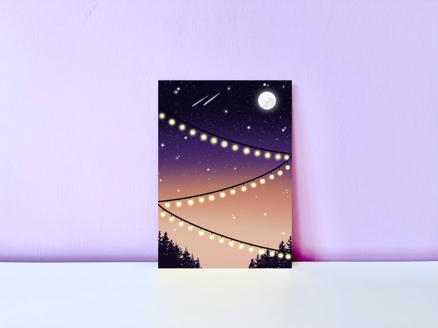 Seconds Sunday, Magical Sunset and Fairy Lights A5 Print