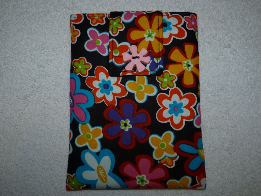 SALE ! Kindle Fire 7" Tablet Cover In Flower Print Cotton Fabric