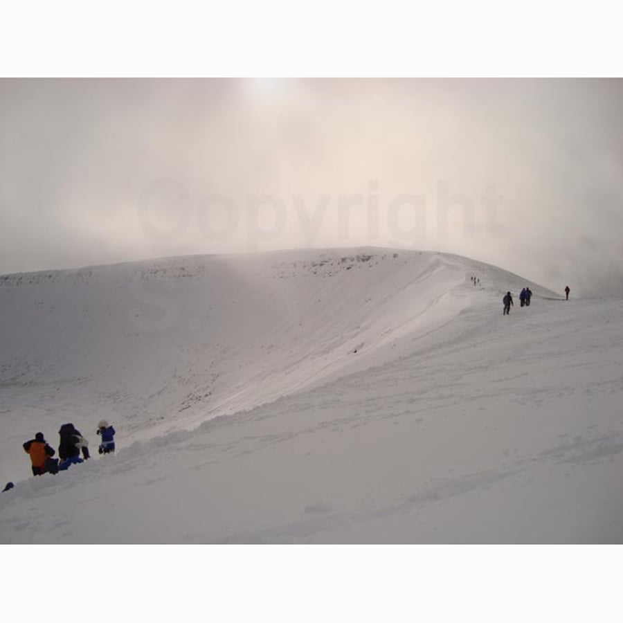 Photographic Print -Walkers on the Pen-y-Fan Horseshoe in Winter