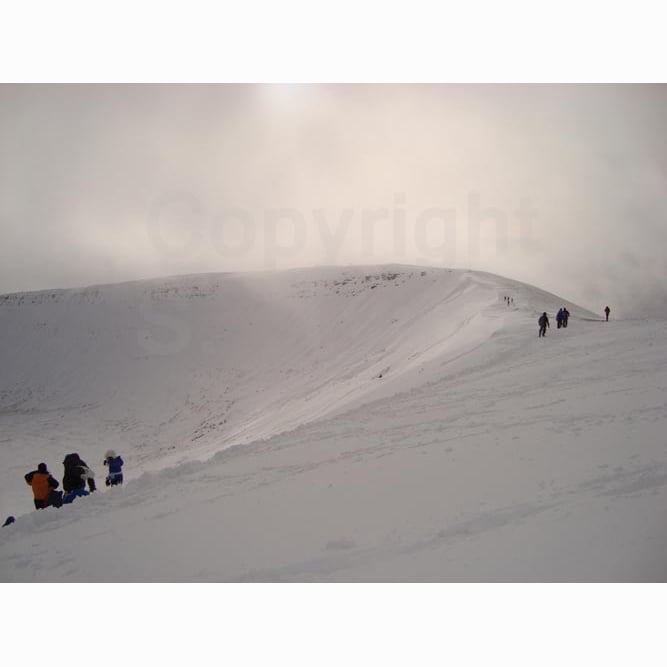 Photographic Print -Walkers on the Pen-y-Fan Horseshoe in Winter