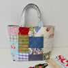 Patchwork tote bag short handles project bag shopping bag