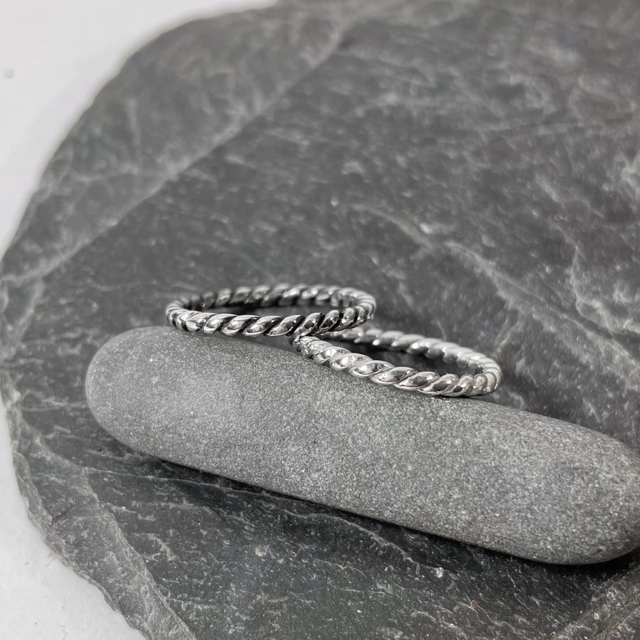 Sterling silver twist ring stacking ring