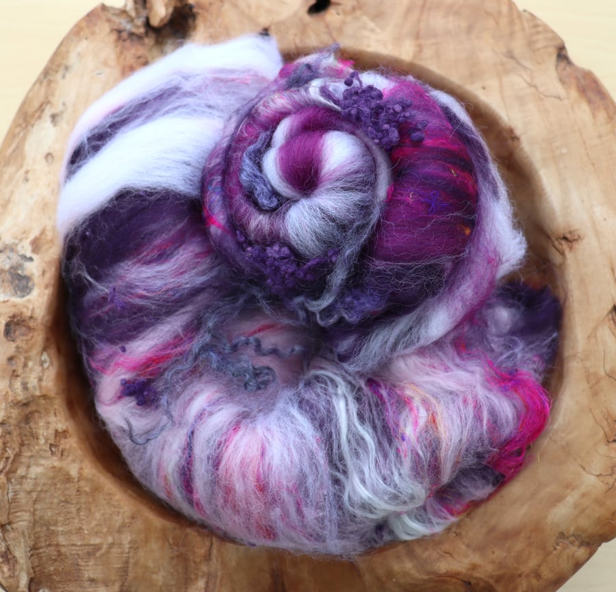 Elderberry Crush Art Batt for Spinning & Felting 50g