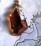 Wire wrapped copper coloured Swarovski Crystal Pendant on a gold chain Rare - Image 7