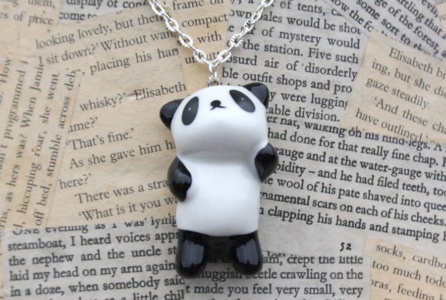 3D Panda Waving Panda Statement Necklace